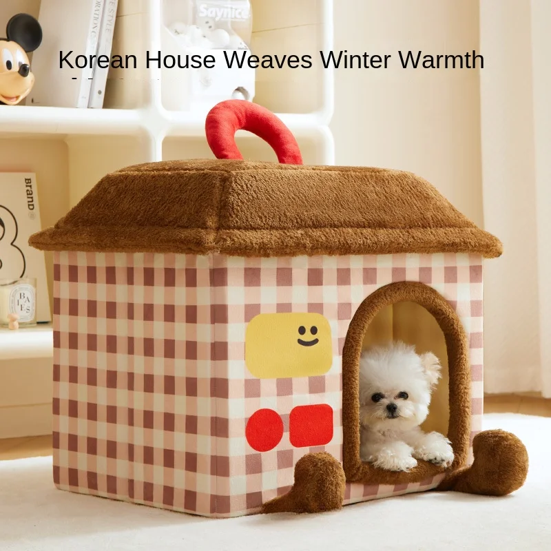 Dog Kennel Removable and Washable Closed Small and Medium-sized Dog Teddy House Cat Litter Winter Warm Pet Supplies Accessories