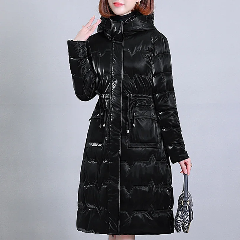 Woman Long Coat Winter Jackets 2023 New Warm Cotton Padded Parkas Hooded Korean Style Thicken Winter Outwear