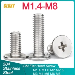 5/ 10/ 20pcs M1.4 M1.6 M2 M2.5 M3 M4 M5 M6 M8 304 Stainless Steel CM Cross Phillips Ultra Thin Super Low Flat Head Screw Bolt