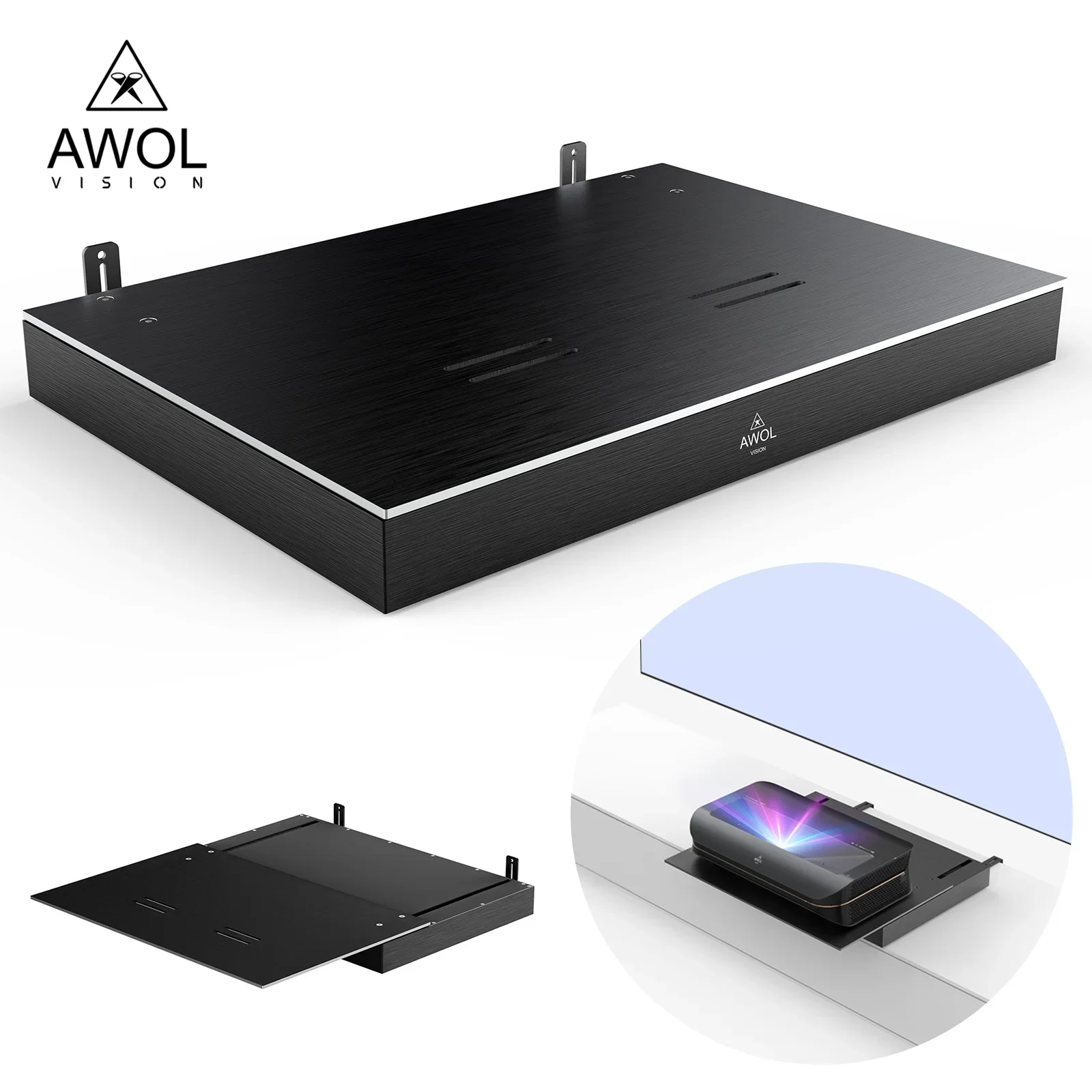 

AWOL Motorized Slider Tray for Ultra short throw(UST) projector, extend to 120" picture, automatically Retractable Tray