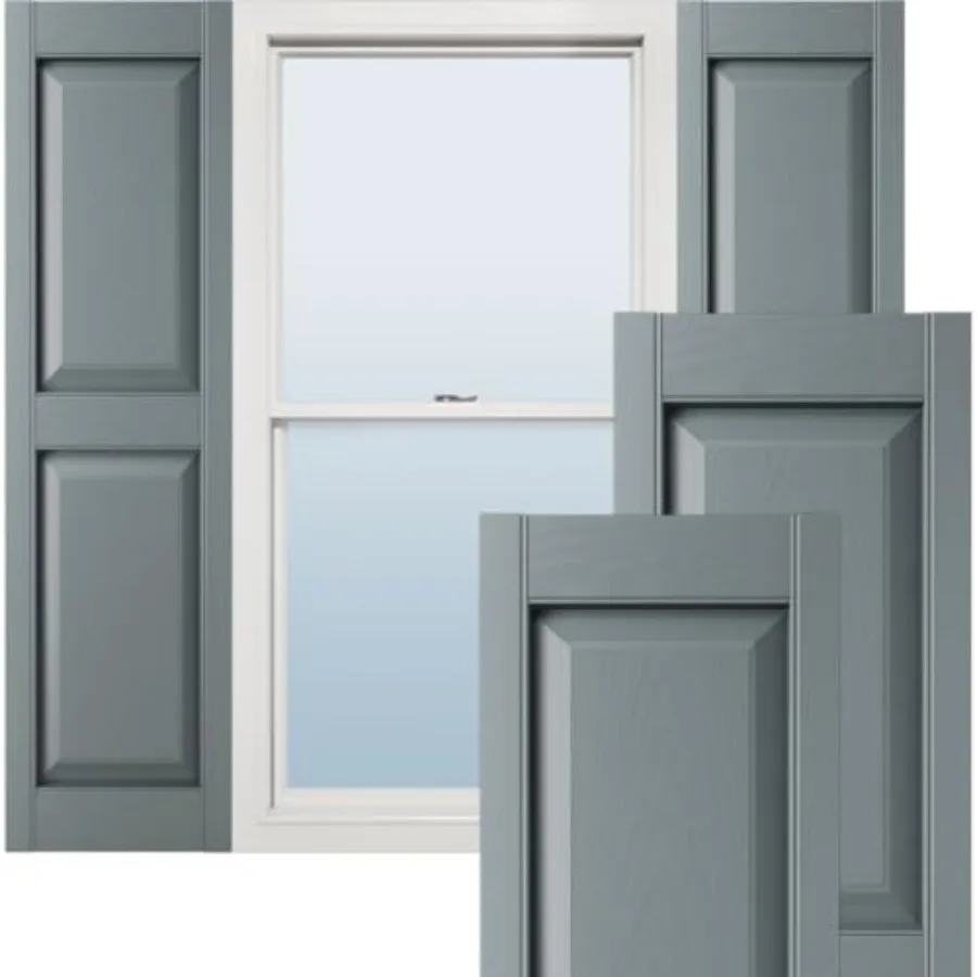 

12"W x 59"H Lifetime Vinyl, Standard Two Equal Panels, Raised Panel Shutters, w/Installation Shutter-Lok's and Matching Screws