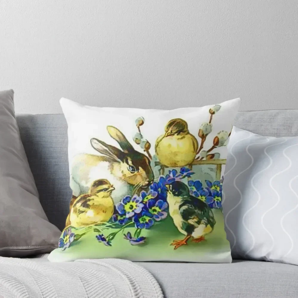 

Vintage Easter Bunny and Chick Throw Pillow sleeping pillows Anime Decorative pillowcase Cushion Cover Luxury pillow