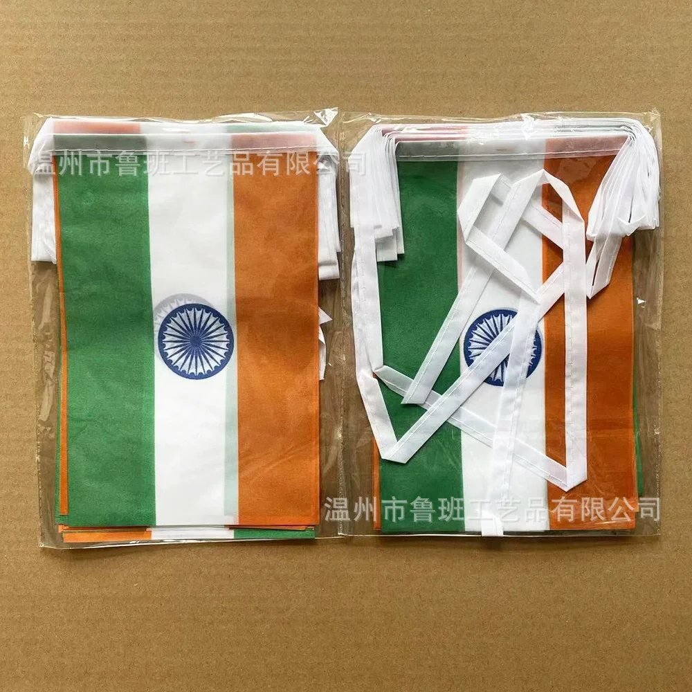 （TIKI FLAG）20pcs/lot India  bunting flags 14x21cm Pennant India String Banner Festival Party Holiday for decoration