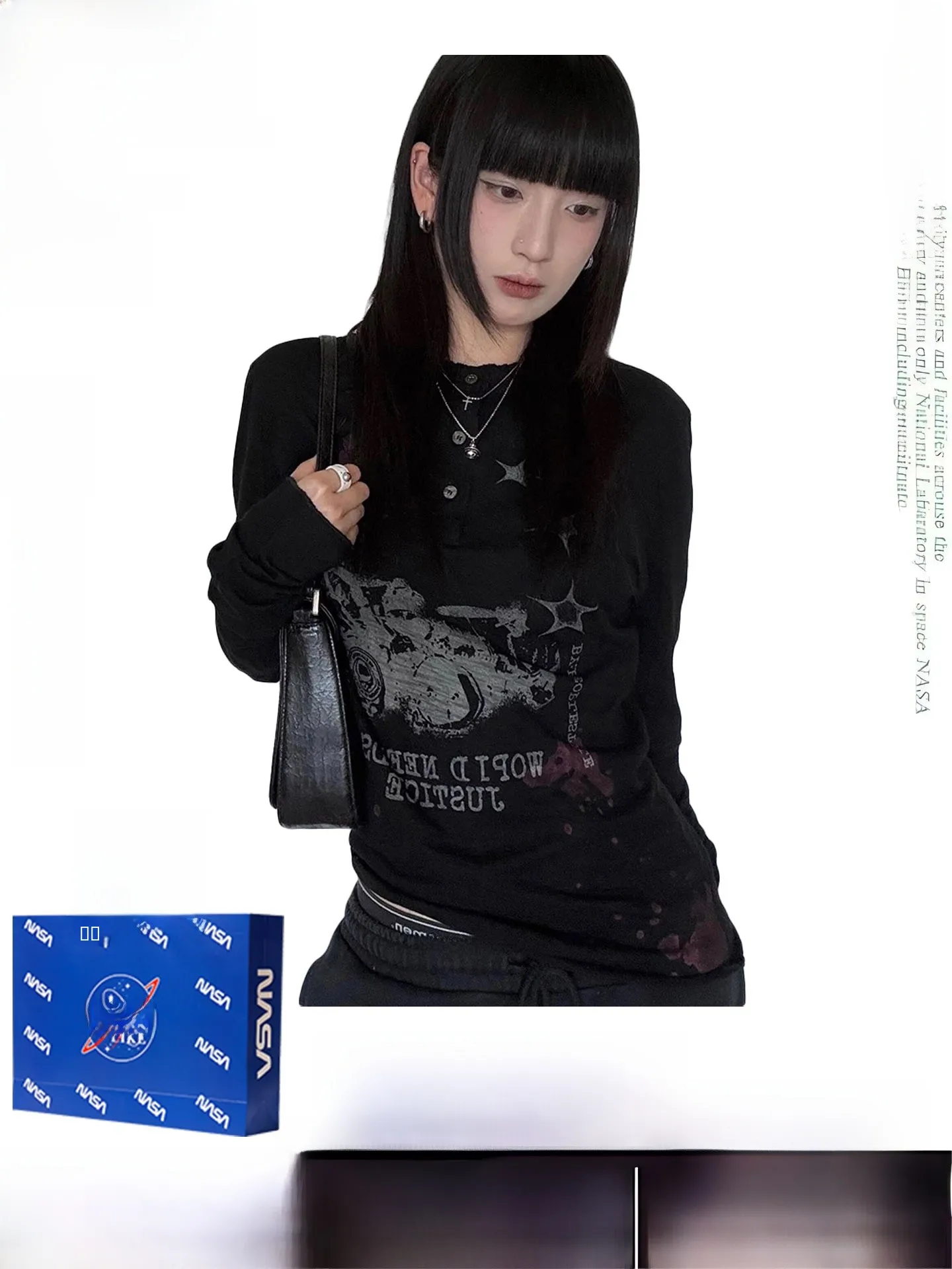 

Винтажная футболка Waed для женщин, свободная, с длинным рукавом, воротником-хенли, в американском стиле, для дерзких девушек, дышащая, с охлаждающим эффектом, топ Y2K