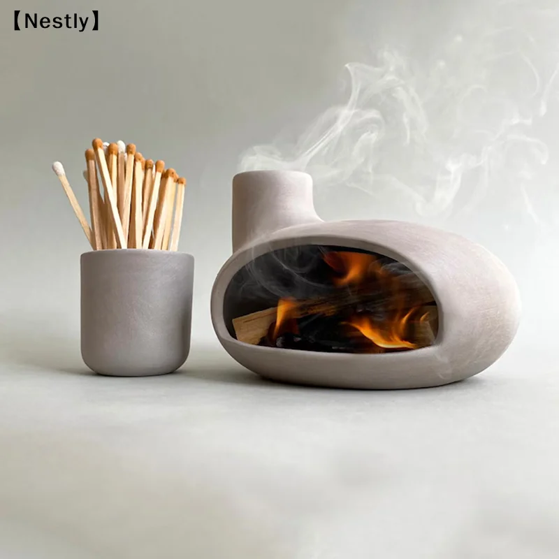 Cone Incense Burner Home Furnace Yoga Palo Santo Holder Ceramic Censer For Farmhouse Housewarming Dining Room Bedroom 〔Nest〕