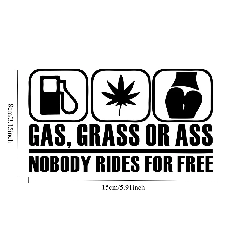 Funny Gas Grass or Ass Car Sticker Reflective Vinyl Decal English Text Waterproof Auto Body Decoration Sticker
