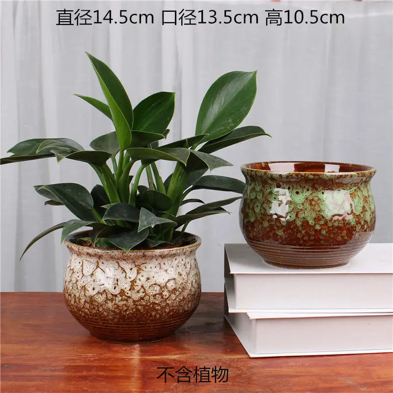 Large diameter coarse pottery breathable succulent flower pot vegetarian fired ceramics special clearance indoor large meat whol