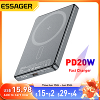 Essager Thin Wireless Power Bank Magnetic 20W 5000mAh Portable Fast Charging External Battery for Magsafe For iPhone 16 15 14 13