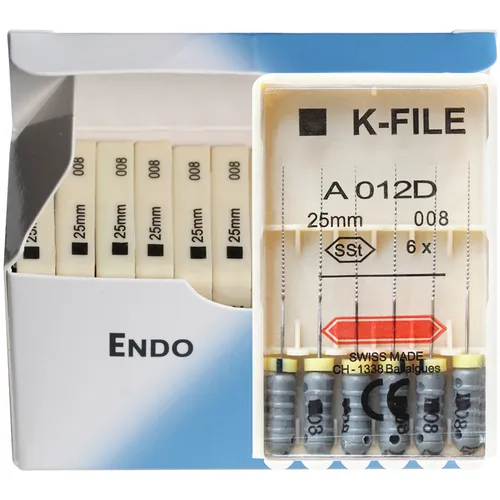 Imagen 2 del producto K-FILE Dental de acero inoxidable, limas de Endodoncia de uso manual, productos de laboratorio de odontología, 21/25/31mm, 10 paquetes/caja