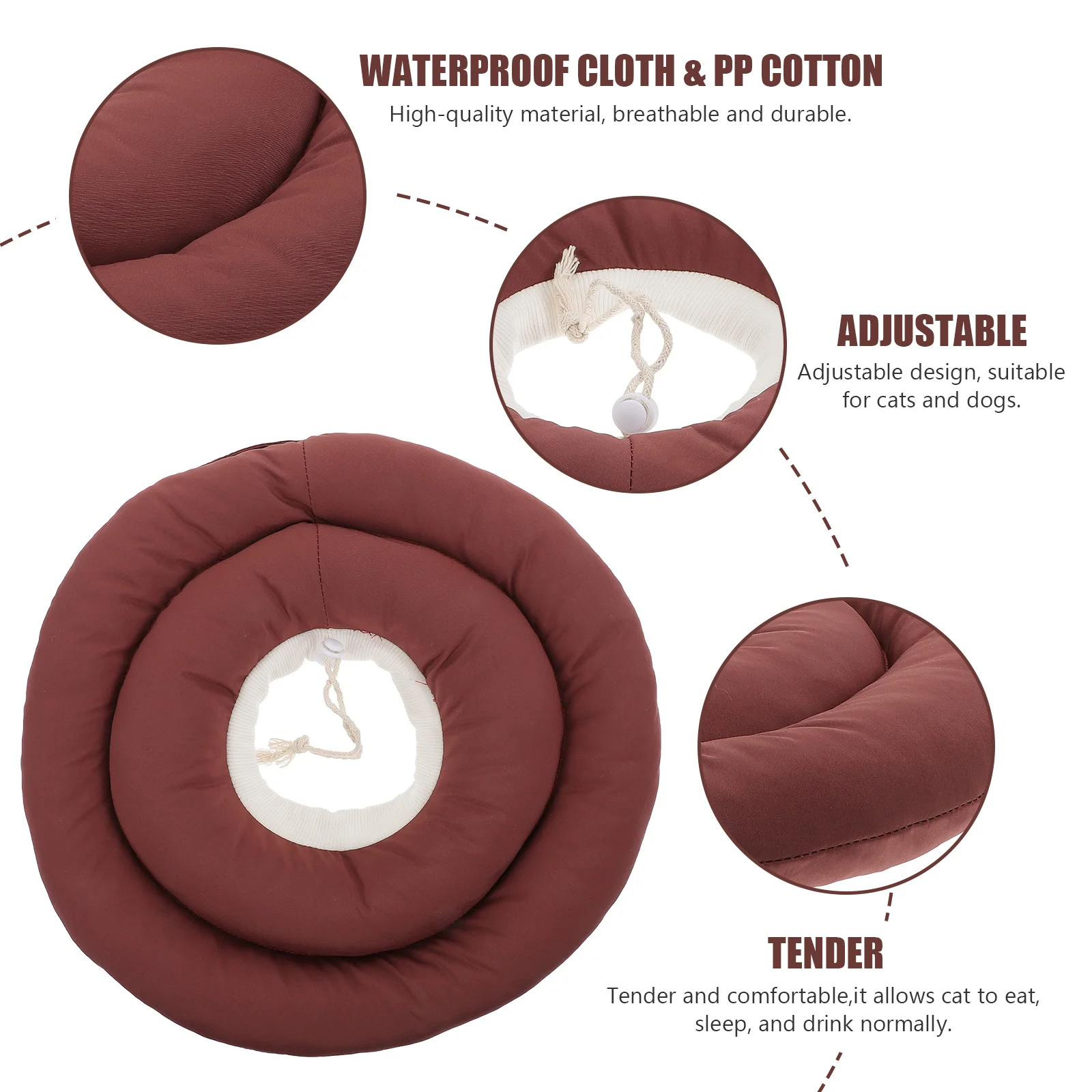 

1 pc Waterproof Fabric Pet Collar Cat Recovery Neck Ring After Surgery Anti Licking Scratch Protection Pet Supplies