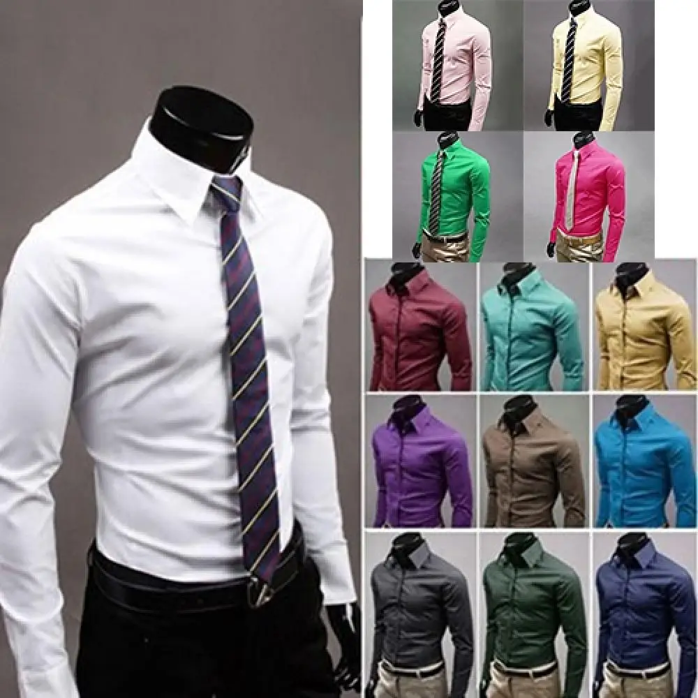 Long Sleeve Men Business Shirt White Casual Lapel Shirt Men Breathable Buttons Down Formal Shirt Korean Version Slim Fit Shirts