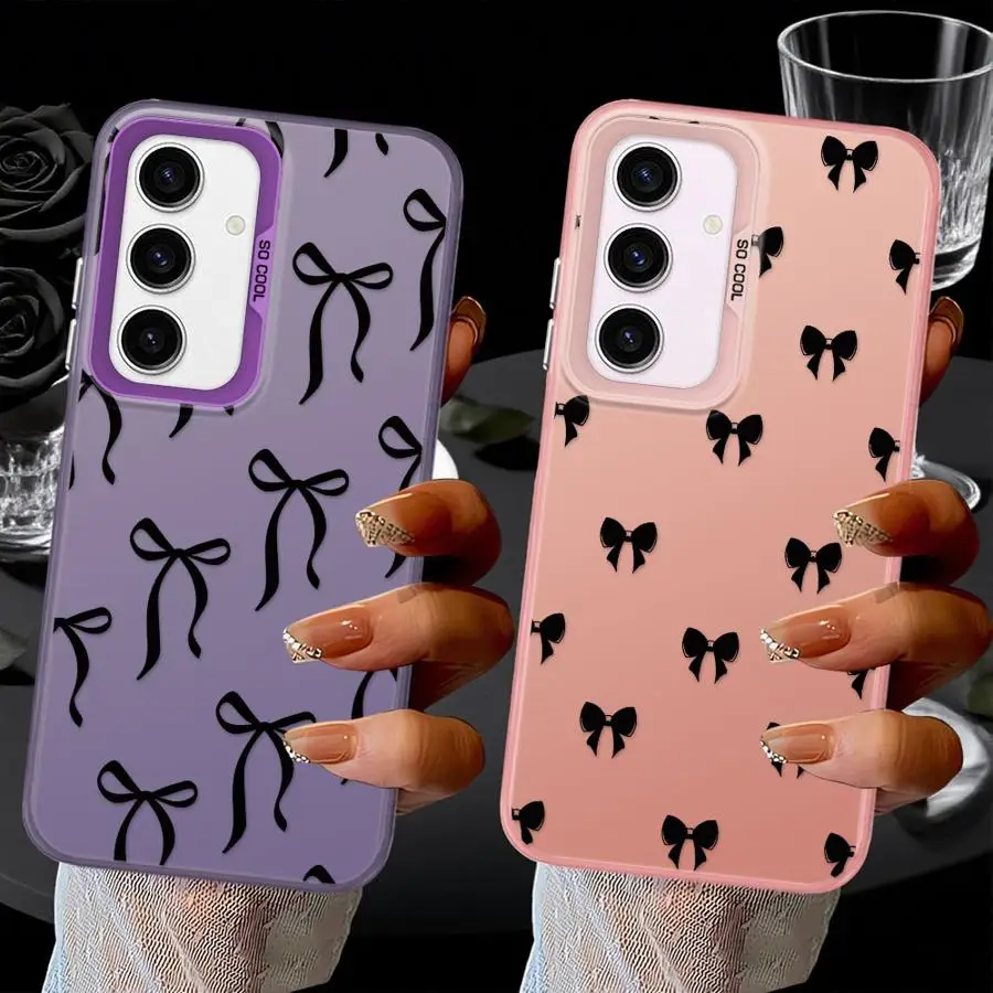 Phone Cover Case for Samsung Galaxy A25 A73 A17 A52 A72 A23 A71 A13 A12 A32 A36 A16 A34 A14 A56 A54 Black Bow