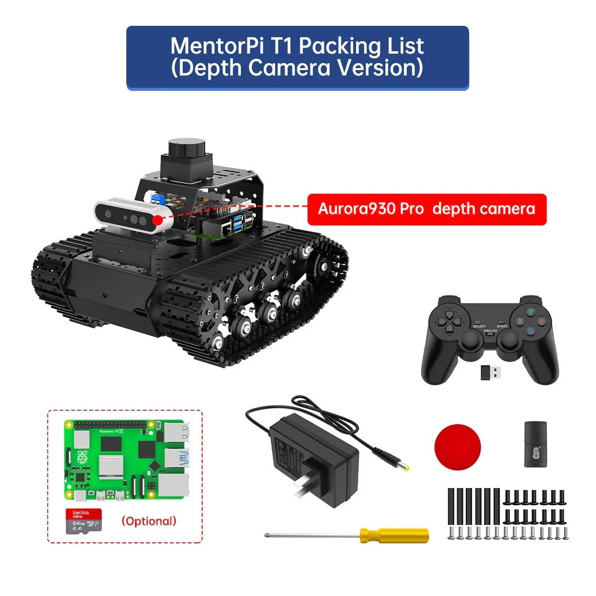 متوفر في المخزون Hiwonder MentorPi Tank Chassis Raspberry Pi Robot Car، ROS AI Coding Robot مع LLMs ChatGPT، SLAM ومحرك مستقل #5