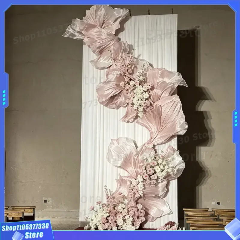 Romantic Large Tulle Wave Backdrop for Wedding Photo Booth Stage Hall Event Display Props Available in Various Colors