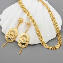 Dubai Necklace Earrings Sets African Gold Color Fashion Jewelry Sets Weddings Party Ethiopian Luxury Jewellery Sets For Women
