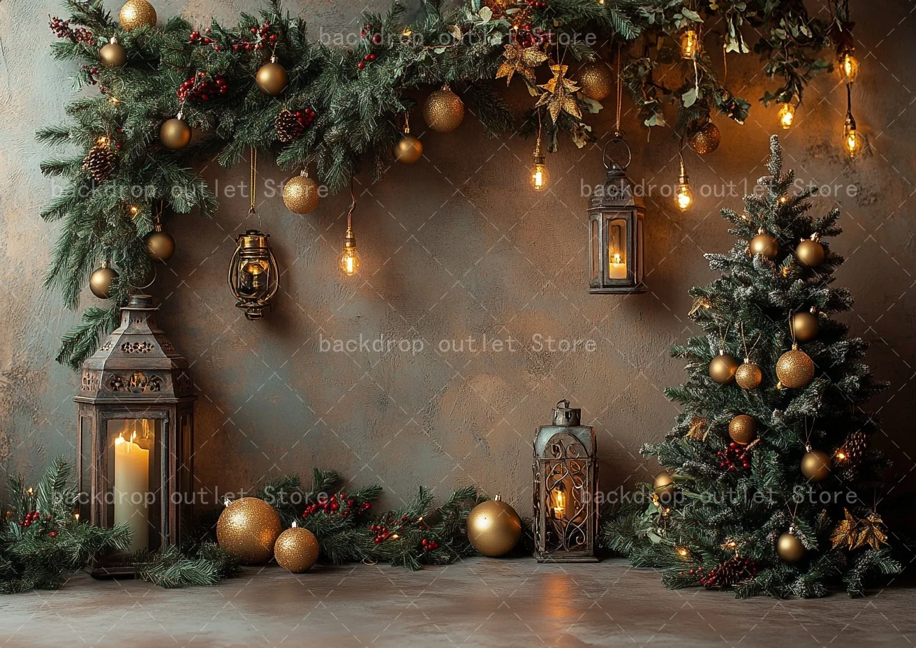 Mehofond عيد الميلاد التصوير خلفية خمر جدار أضواء شجرة عيد الميلاد الاطفال الأسرة فوتوكول عطلة خلفية صور الدعائم