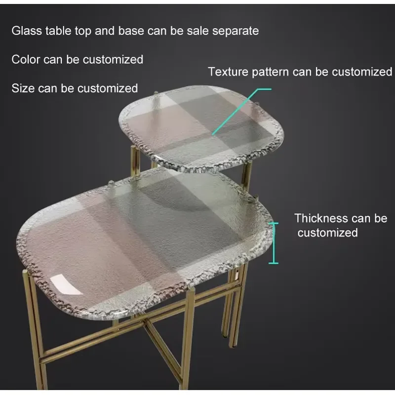 Modern Luxury Fused Glass Corner Coffee Table Custom Color Design Eco Friendly Non Toxic Home Furniture Living Room Decor