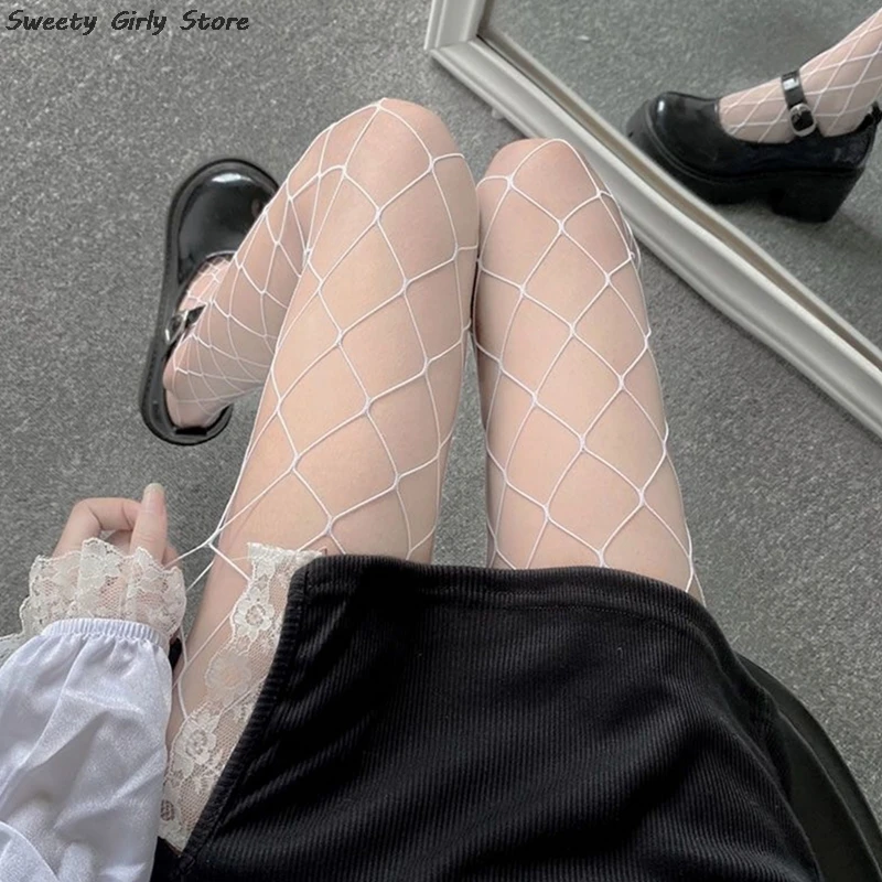 Calze a rete cava da donna Collant in pizzo a gamba bella Lolita Calza classica retrò Calze decorative per abiti estivi