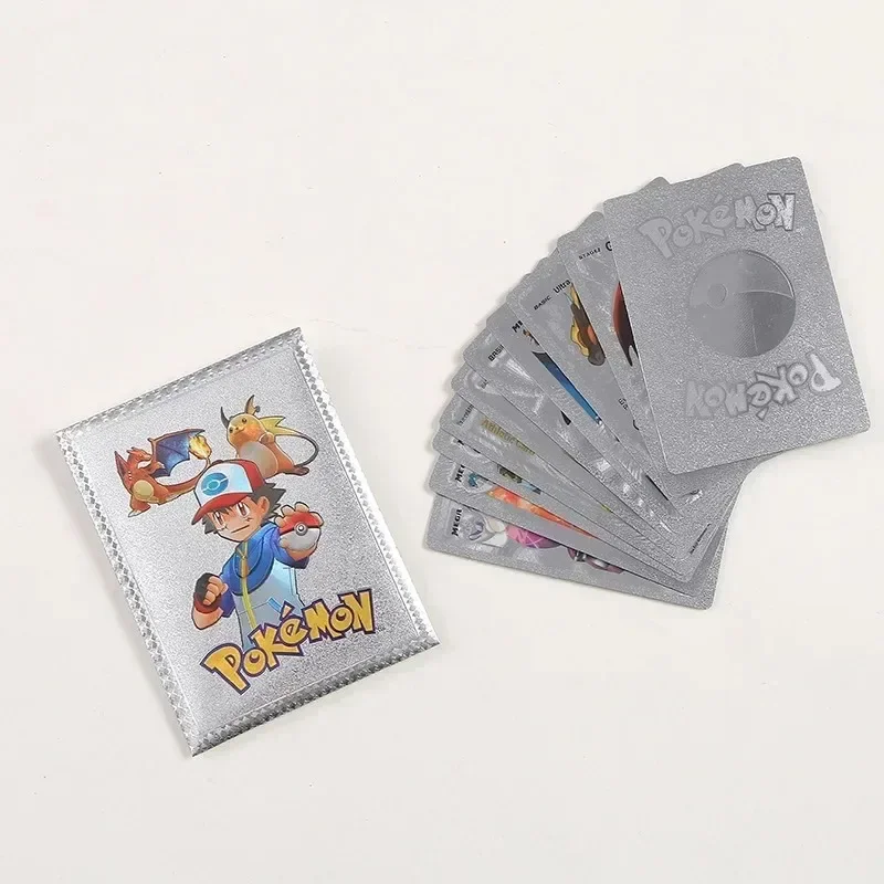 New Box 10Pcs Pokemon Cards Colorful 3D Gold Foil Vmax EX GX V Black Silver Card Charizard Pikachu Rare Battle Collection Card