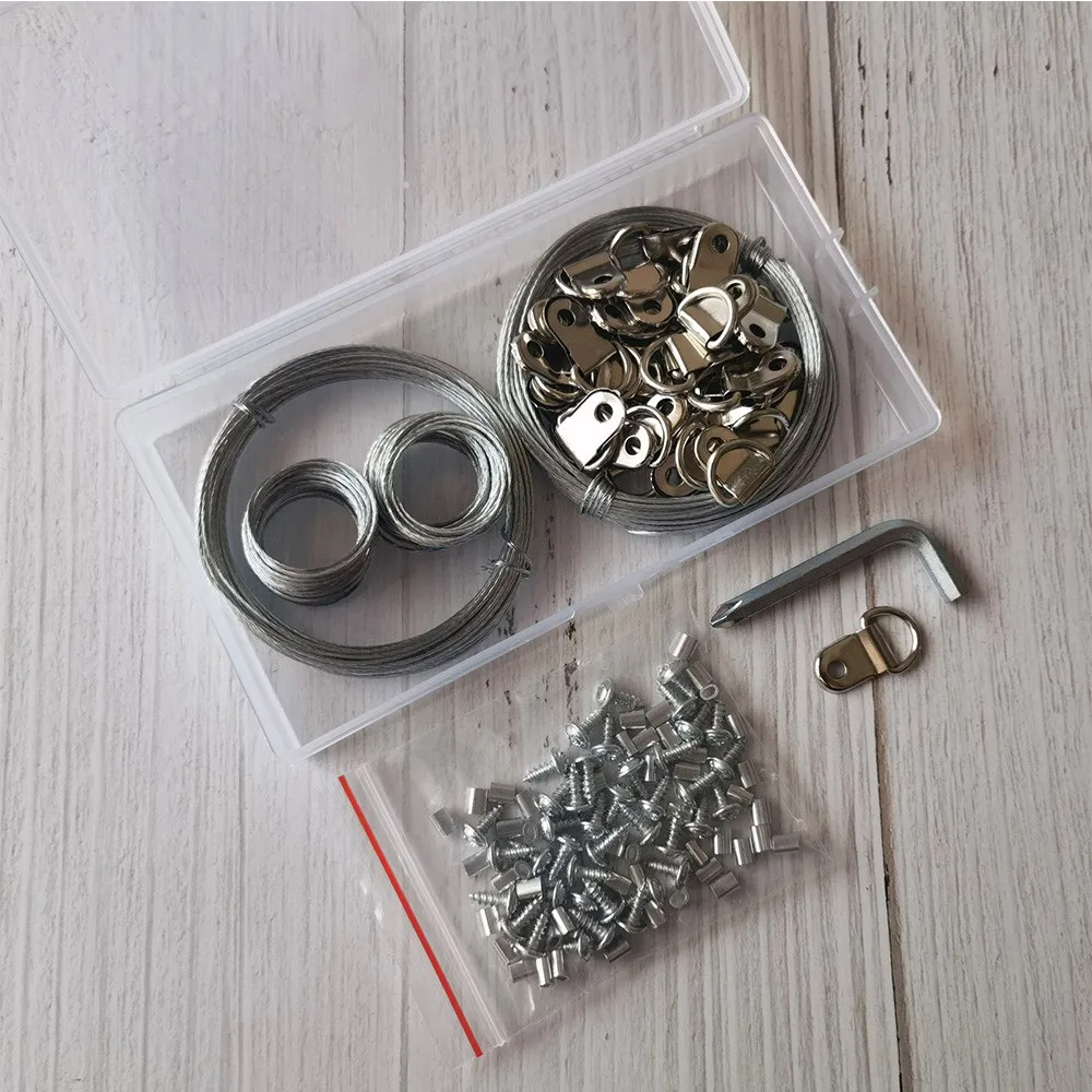 135Pcs 10M Picture Hanging Wire Kit Photo Frame Hanging Kit Picture Hanging Kit With Nails For Wall Mounting