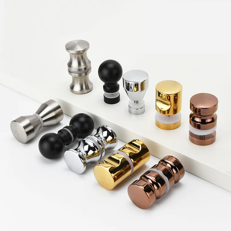 Shower Room Glass Door Handle Kitchen Cabinet Sliding Door Display Cabinet Round Single Hole Black Bathroom Door Small Knobs