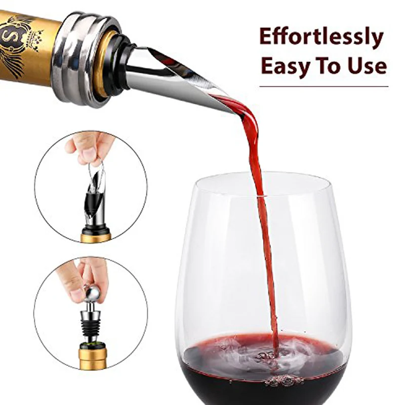 Stainless Steel Wine Opener Tools Se for Professional Bottle Opener with Wood Gift Box Pourer Stopper Foil Cutter Drip Ring Kit