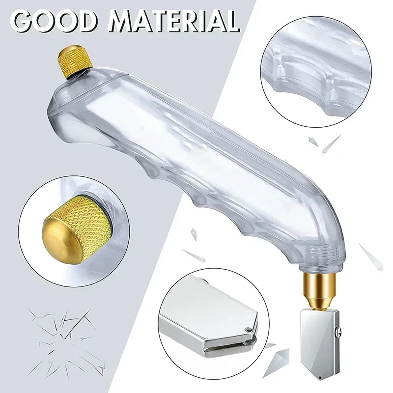 Pistol Grip Glass Cutter Automatic Oil Feed Ceramic Tile Mirror Mosaic Cutter Cemented Carbide Sharp Wheel DIY Hand Cutting Tool
