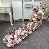 Luxury Artificial Peony Rose Flower Runners for Outdoor Wedding Table Centerpieces Party Stage Decor Durable Dinning Row Flowers
