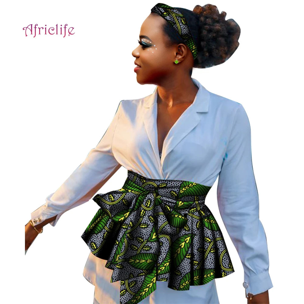 Wrap Women Skirts Africa Lady High Waist A Line Short Skirt with Best Asymmetrical Female Clothes Waist Jewelry Wyb514