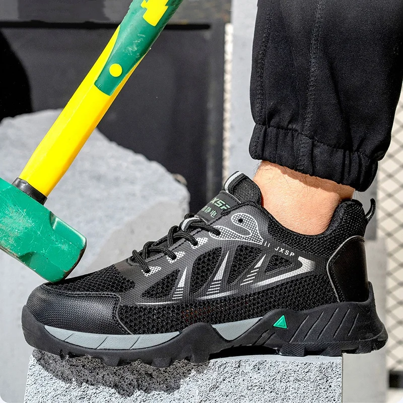 

Мужские повседневные дышащие пластиковые носки, рабочая защитная обувь, летние защитные ботинки с воздушной сеткой, рабочая безопасная обувь, защита