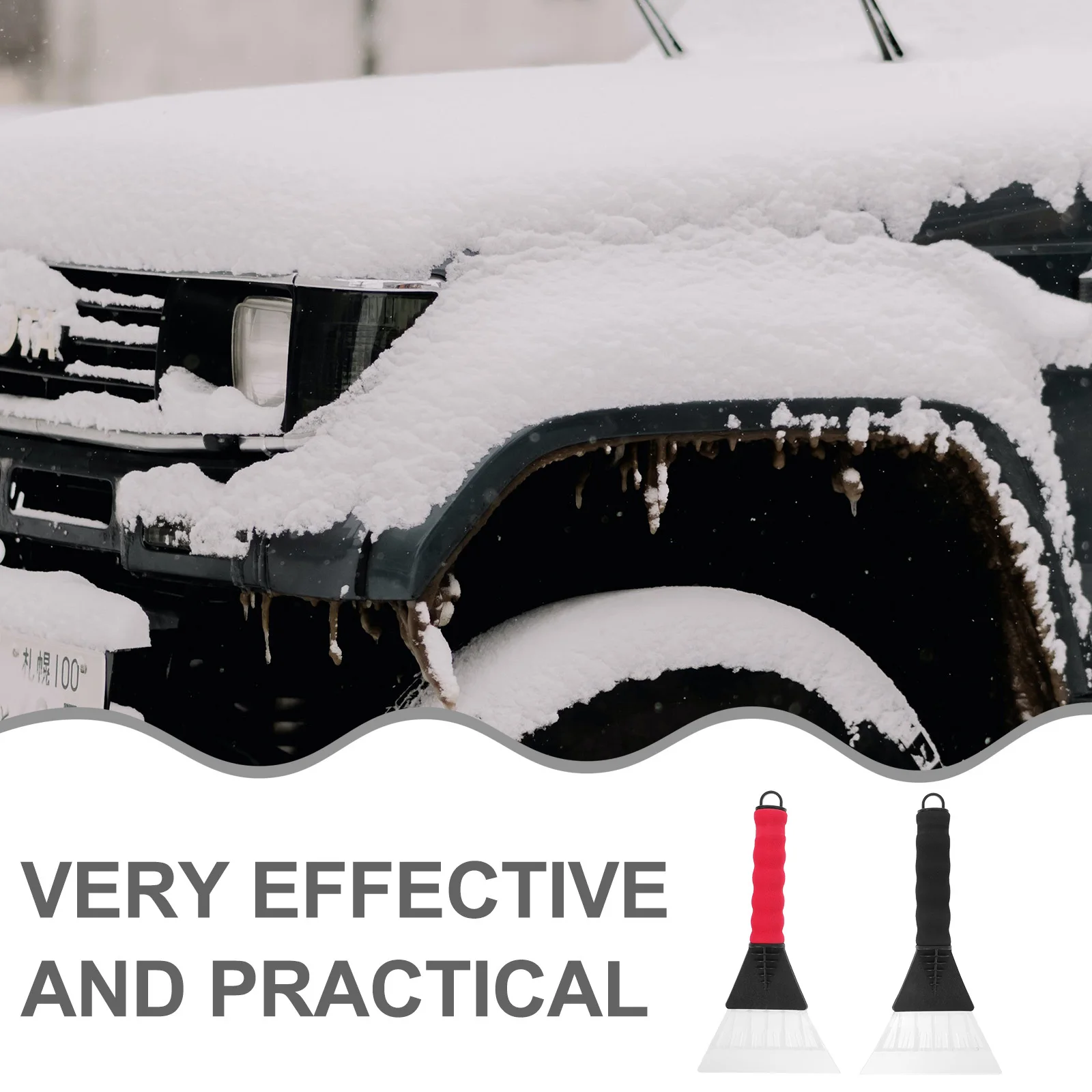 

2Pcs Snow Shovel for Car Black Red Dual Function Ice Scraper Mitt Reusable Snow Cleaner for Windshield Easy Glide Strong Build