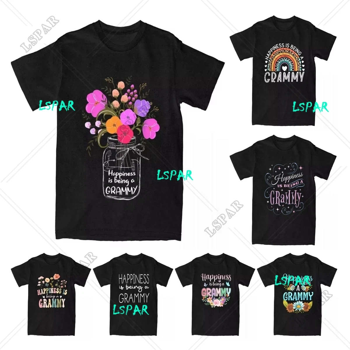 Happiness Is Being A Gift Grandma Mom Flower Men T Shirts Fun Tee Shirt Family Announcement T-Shirt Cotton Unique Clothes