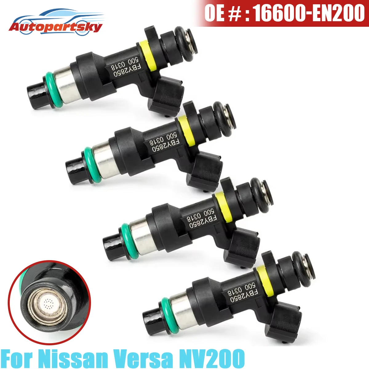 4PCS New Fuel Injector Nozzle 16600-EN200 For Nissan Versa Cube Sentra NV200 2007-2014 Replace 16600EN200 FBY2850 FJ1056 2971006