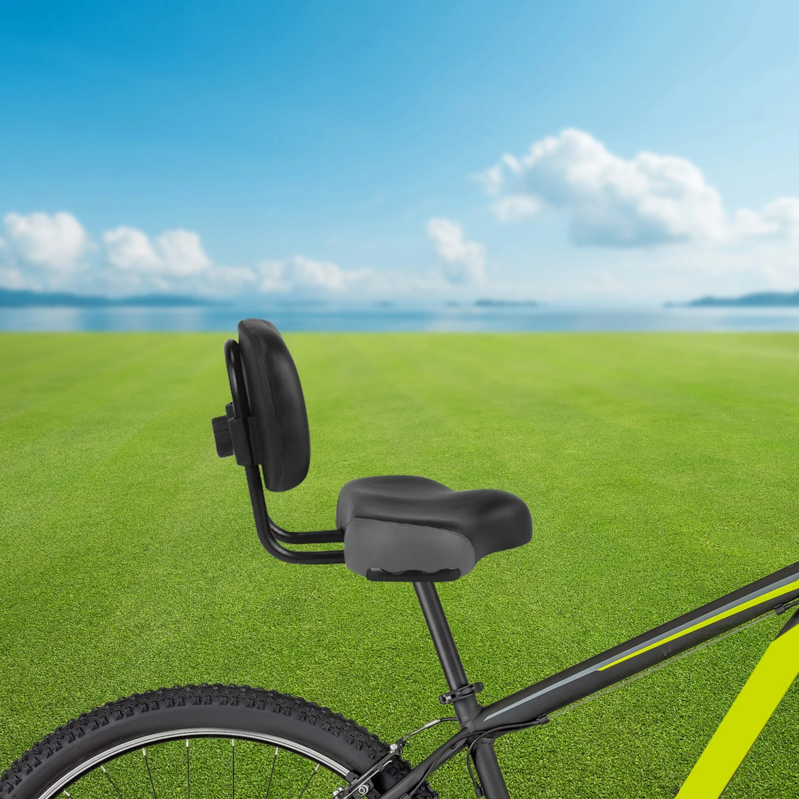 مقعد دراجة مريح مع مسند ظهر قابل للتعديل ووسادة من البولي يوريثان وإطار فولاذي عالي الكربون - سرج بديل لدراجة ثلاثية العجلات للبالغين