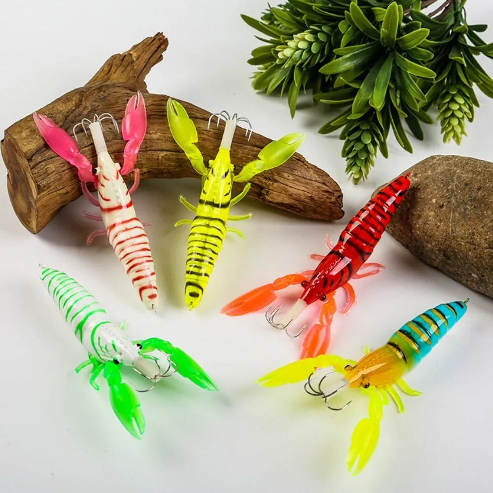2024 Fishing Tackle Wood Shrimp Lures Jigs Hook Lead Sinker Shrimp Bait 3.5# Hook 120mm/42g Octopus Lure Lifelike