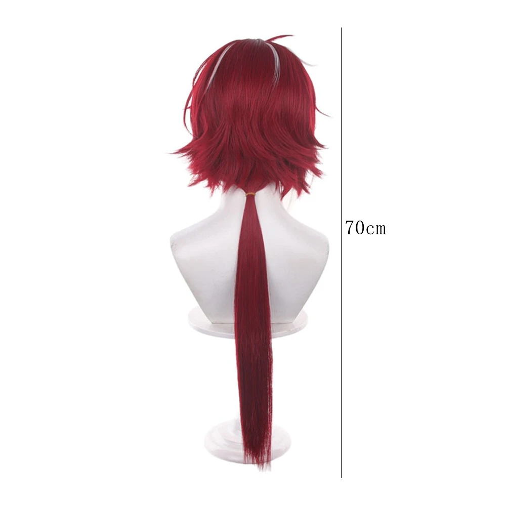 Red Short Spiky Cosplay Wig with Ahoge & Layered Ends Heat Resistant Synthetic Hair for Anime Party Halloween Unisex Style