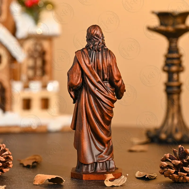 Vintage Creative Solid Wood Carving Jesus Crafts Desktop Holiday Home Living Decorations Gifts
