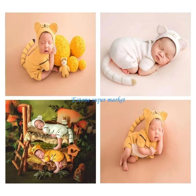 090B Newborn Photography Props Baby Costume Baby Boy Photoshoot Outfit Crochet Newborn Girl Clothes Photo