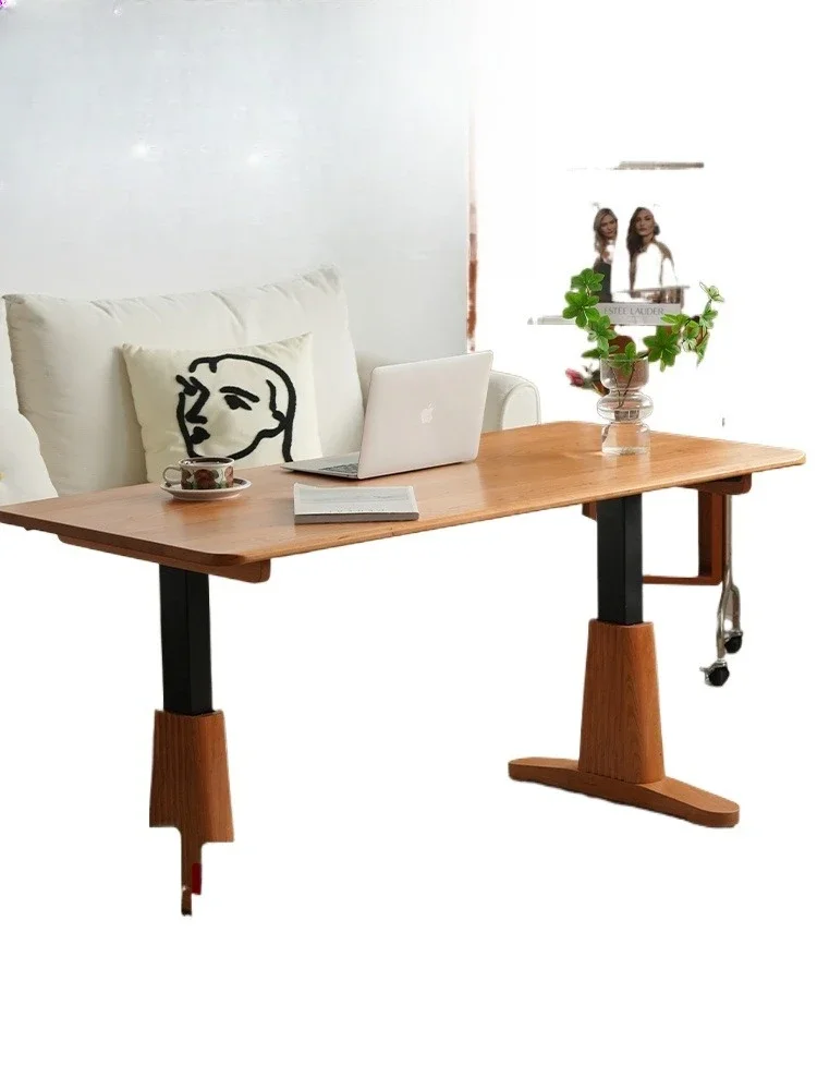 Furniture Solid wood electric lifting table Desk Cherry wood coffee table Nordic computer intelligent learning table Workbench