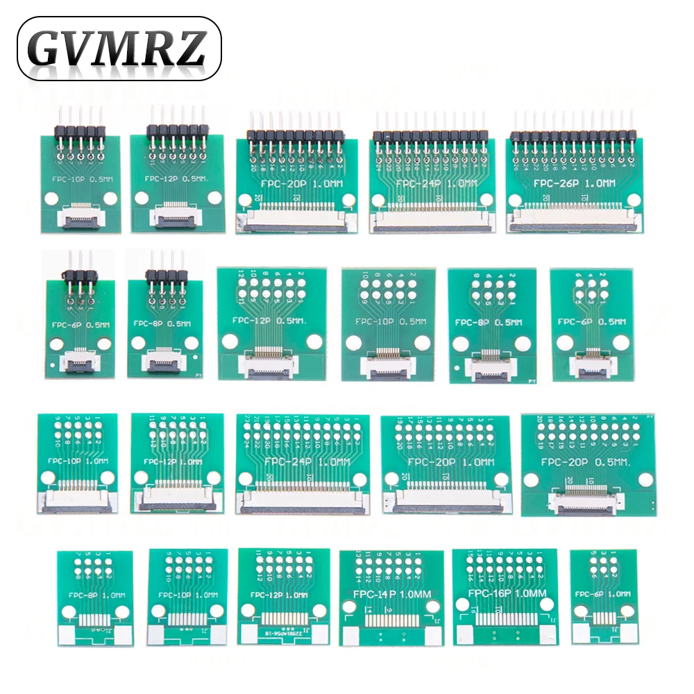 0.5mm 1.0mm pitch Connector SMT Adapter to 2.54mm hole FPC FFC Cable Welded board With Pin / Empty Board 6P 8P 10P 12P 20P 24P