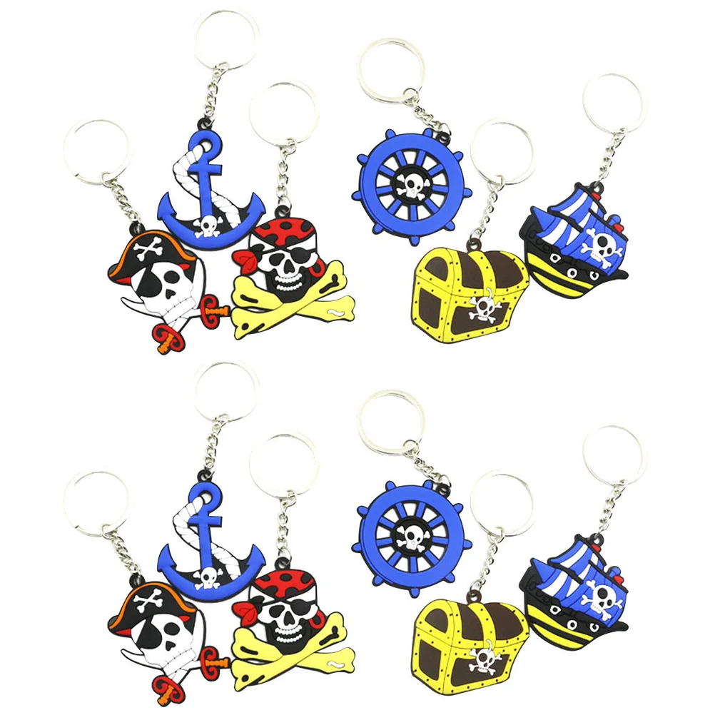 12 Pcs Pirate Keychain Fob Ring Car Decoration Creative Holder Pendant Pvc Handbag Stylish