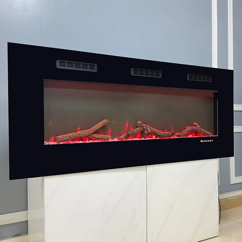 3D simulation flame all-glass wall-mounted fireplace intelligent voice control household European style atomization wall hanging