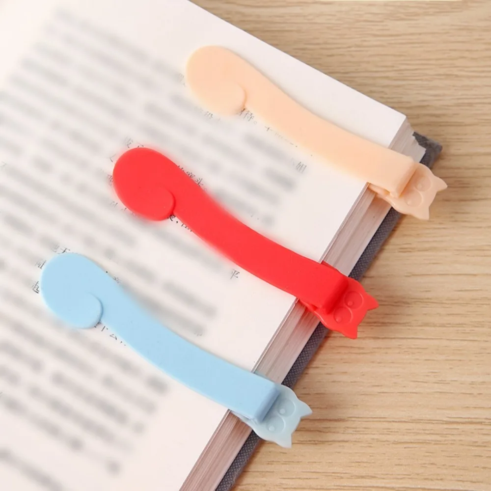 Silicone Book Mark Automatically Follows Book Spare Accessories Page Flipping Cute Cats Notebook Page Divider Bookmark Clip