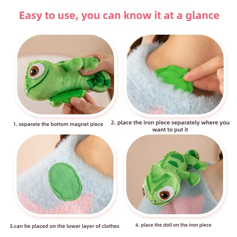 Peluche Caméléon Pascal Raiponce – Mignon Jouet Épaule Suspendu – Cadeau Enfant Fille Garçon