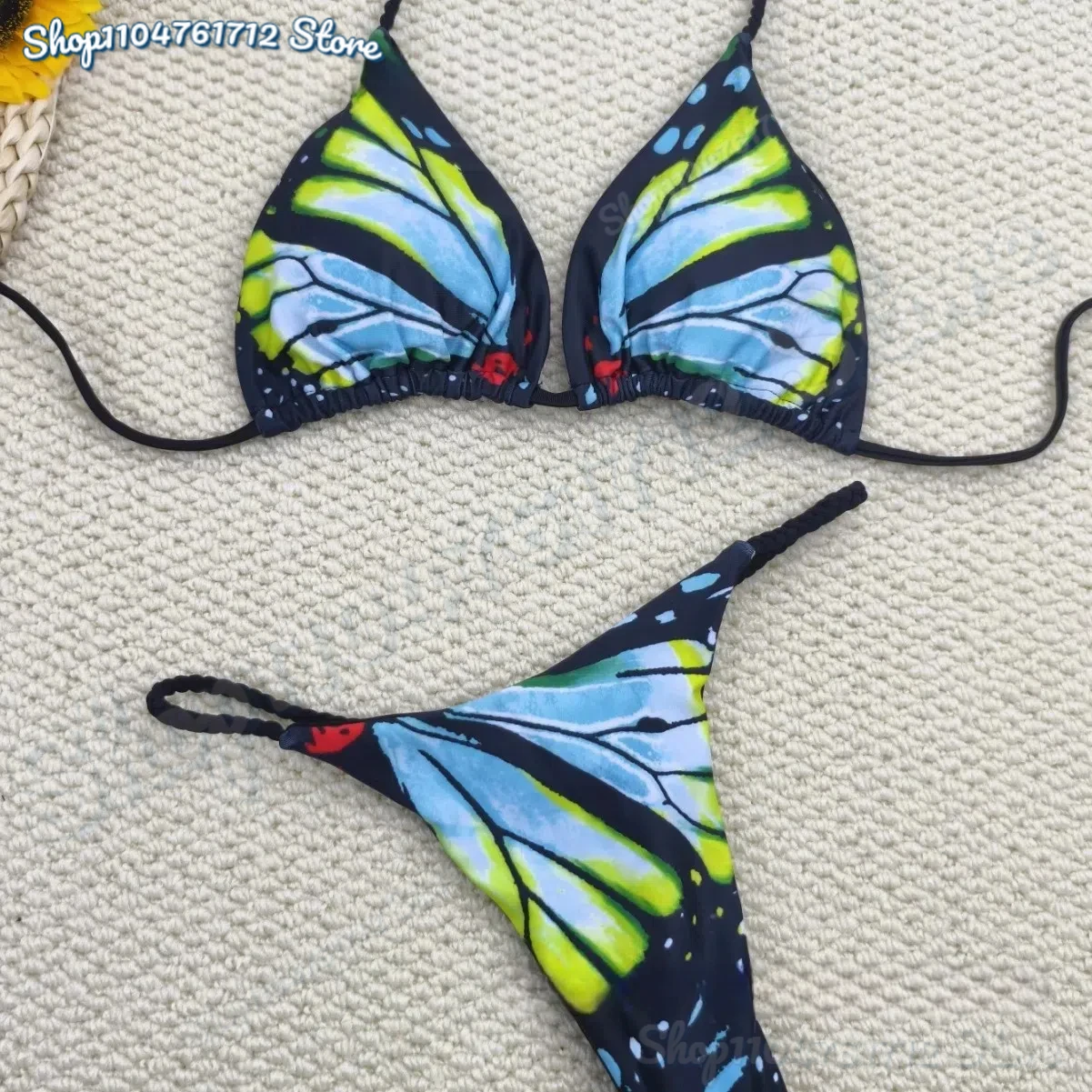 2025 New Arrival Rope Bikini Women Butterfly Split Swimsuit Sexy thong