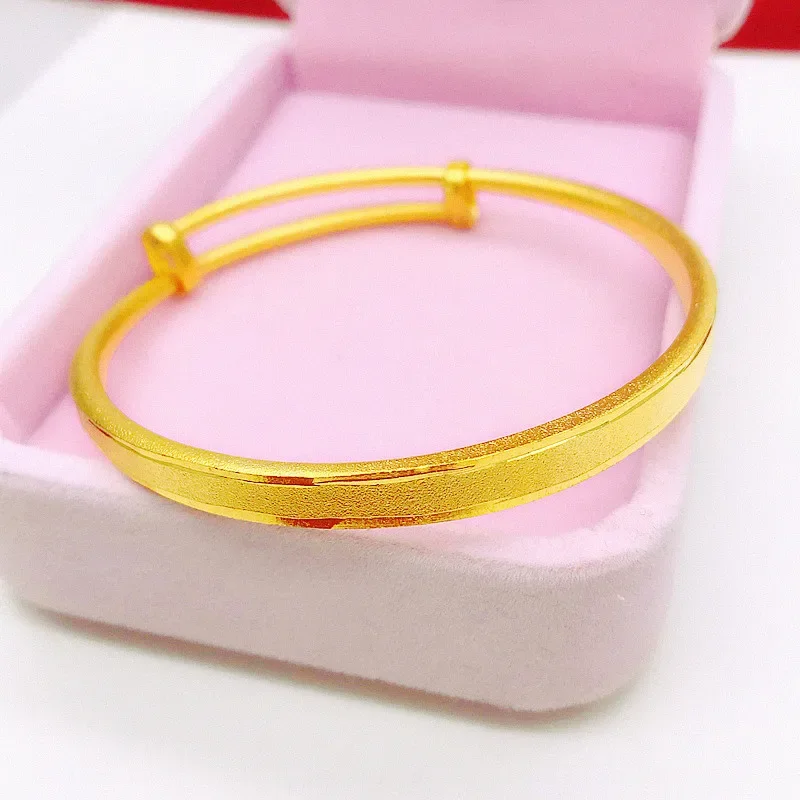 Imitatie verguld 100% 24K echt goud 18K armband Push-Pull verguld puur goud Decoratie Frosted Bangle Sieraden Damesarmband