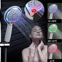 LED Shower Shower Head Digital Display 3 Colors Temperature Controlled Discoloration Water Powered Bathroom Hardware Accessories