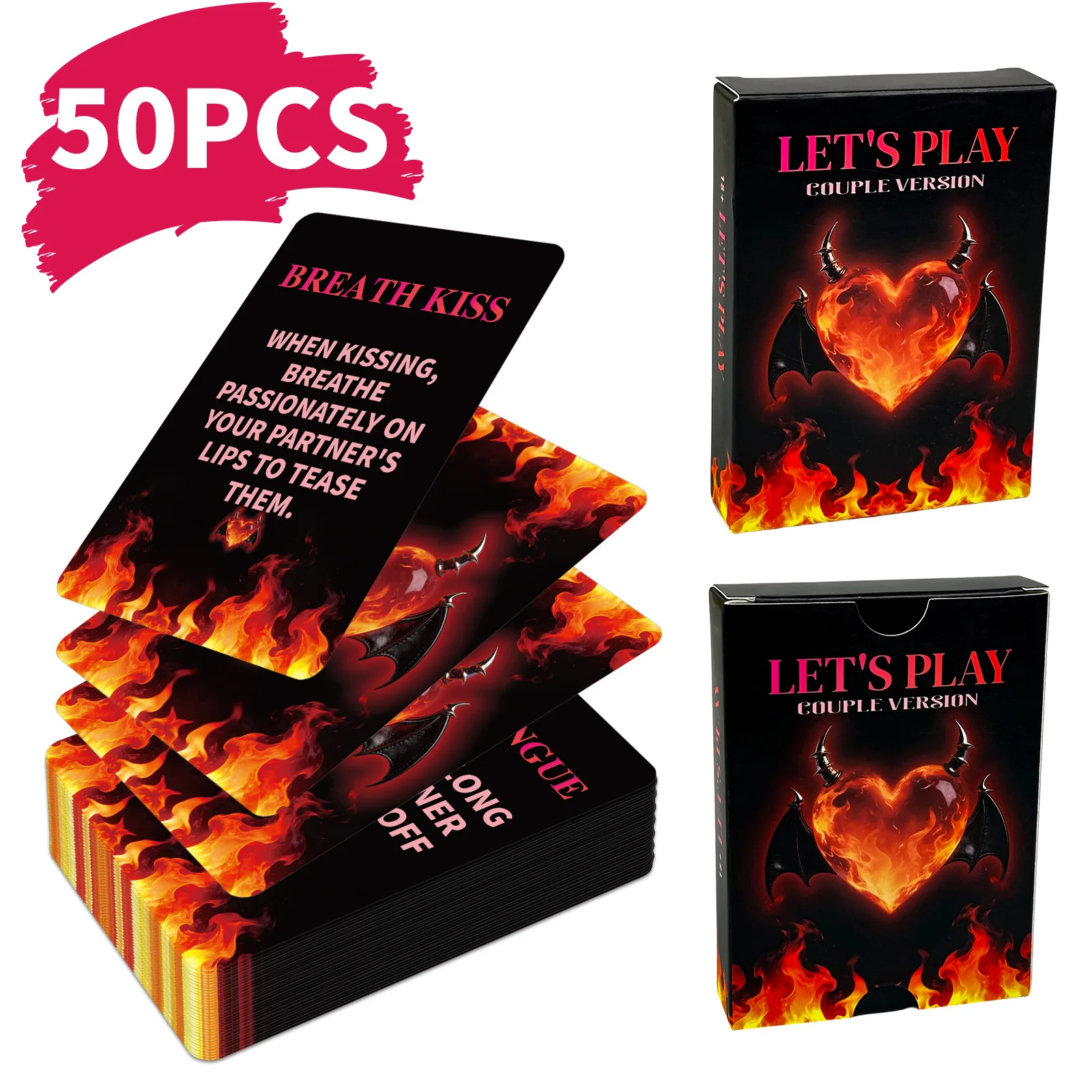 

50Pcs Couple Interactive Game Cards Adult Fun Date Night Cards Couple Relationship Game Prop Cards