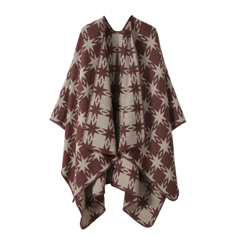 تقليد الكشمير شال كيب المرأة شال الرجعية شق موضة دافئة تقليد الكشمير الجاكار متقلب نمط وشاح شال