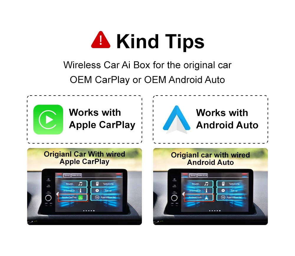 IHeylinkit Kabelloser CarPlay Android Auto Adapter 2-in-1 Smart Mini Box Plug-and-Play WiFi Schnellverbindung Universell für 98% der Automodelle – Detail 2